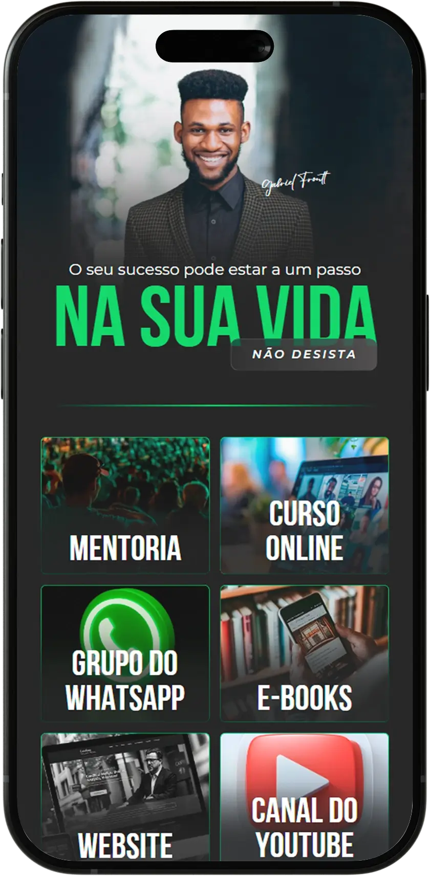 Modelo premium LinkZilla de página de links infoprodutor