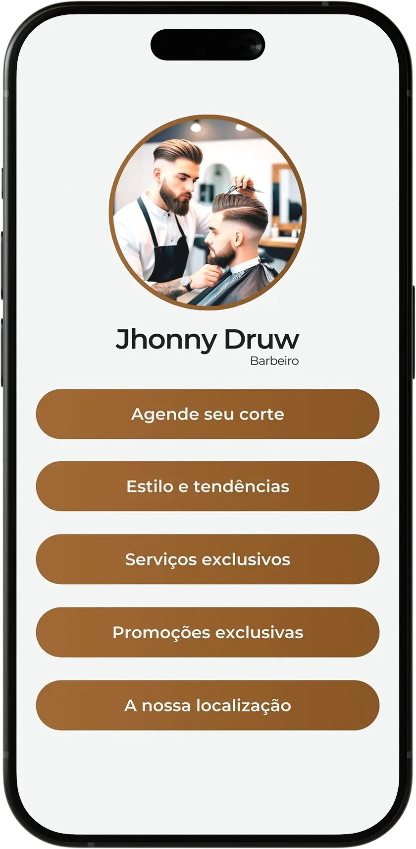 Modelo antigo de página de links barbearia